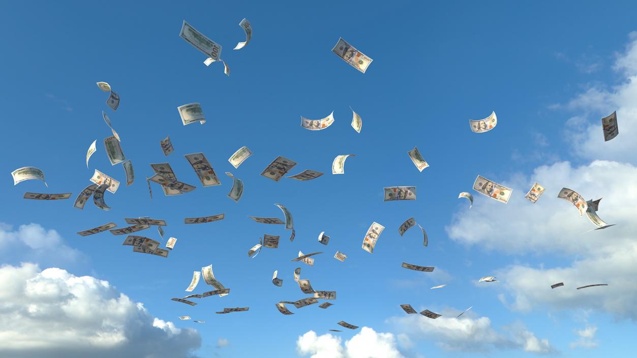 Flying Dollar Bills 3D model