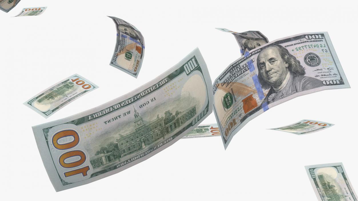 Flying Dollar Bills 3D model