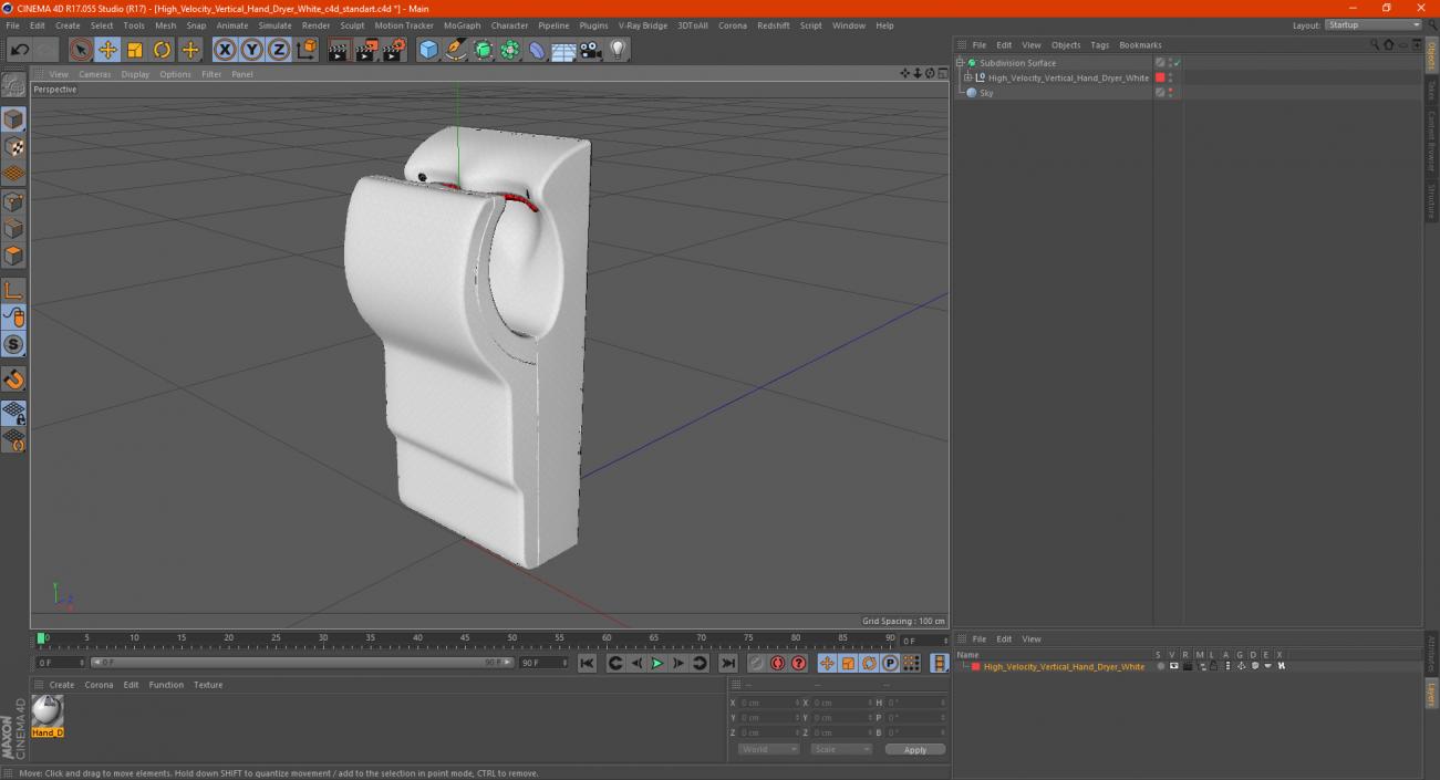 High Velocity Vertical Hand Dryer White 3D model