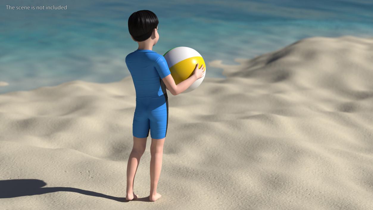 3D Asian Child Boy Swimwear Rigged