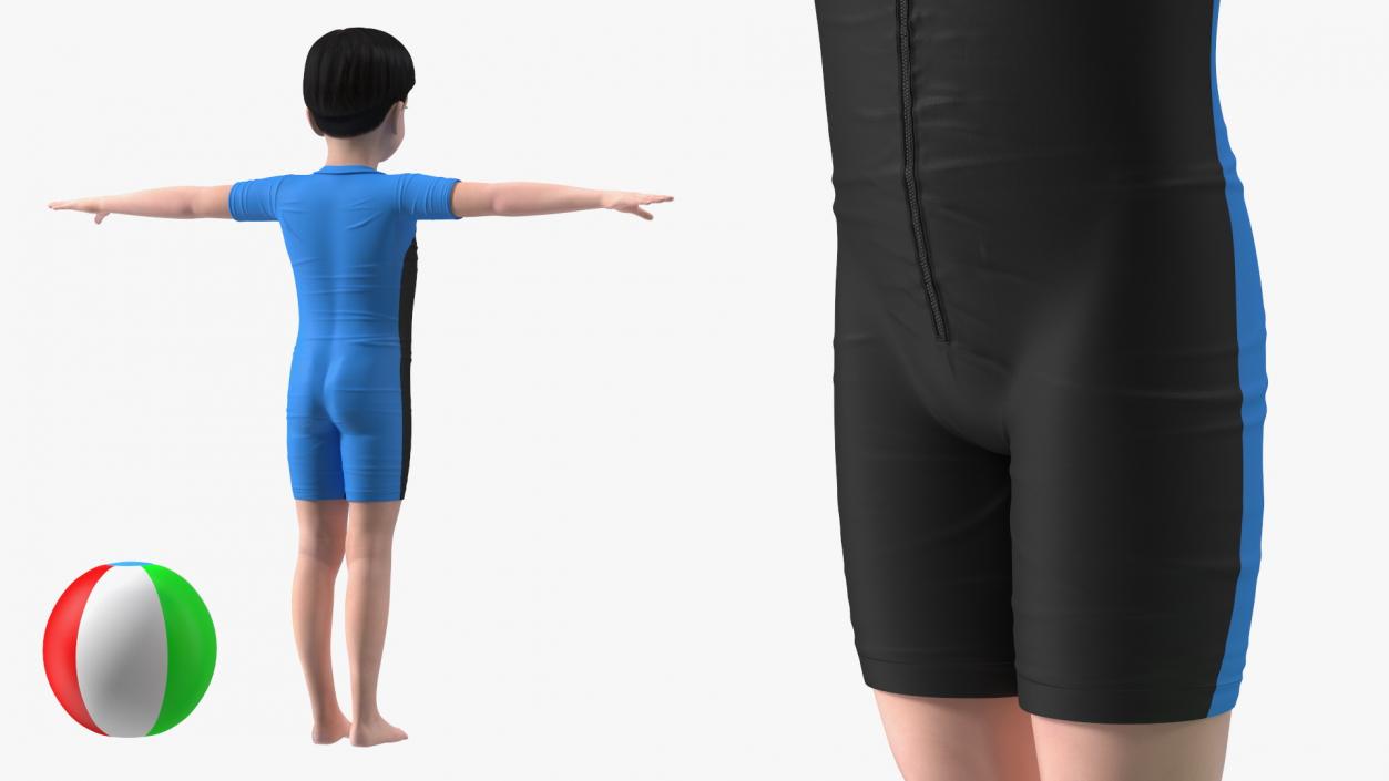 3D Asian Child Boy Swimwear Rigged