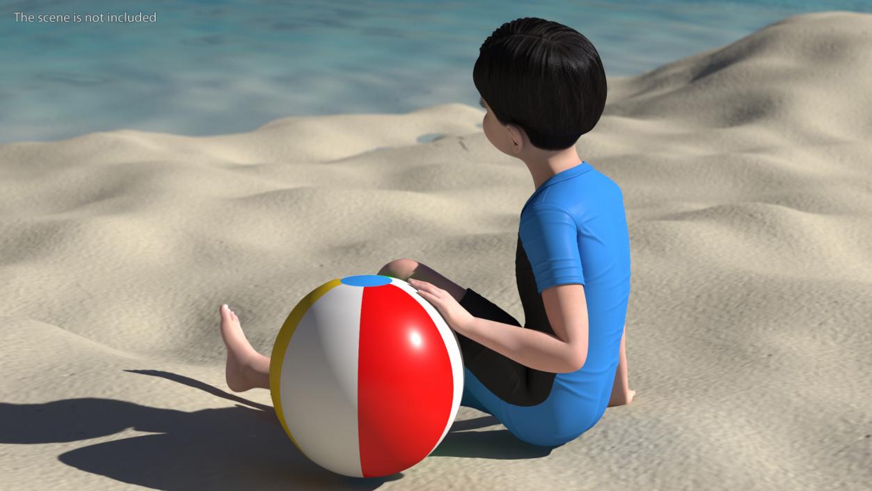 3D Asian Child Boy Swimwear Rigged