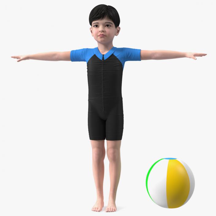 3D Asian Child Boy Swimwear Rigged