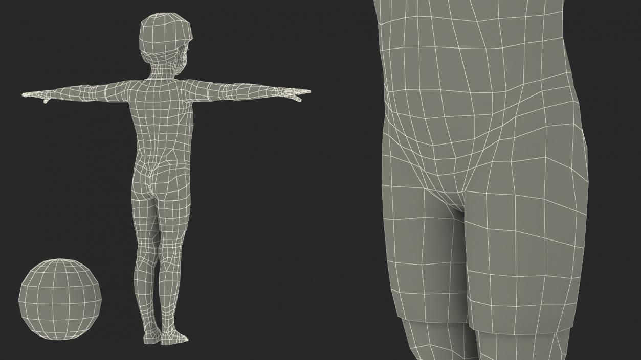 3D Asian Child Boy Swimwear Rigged