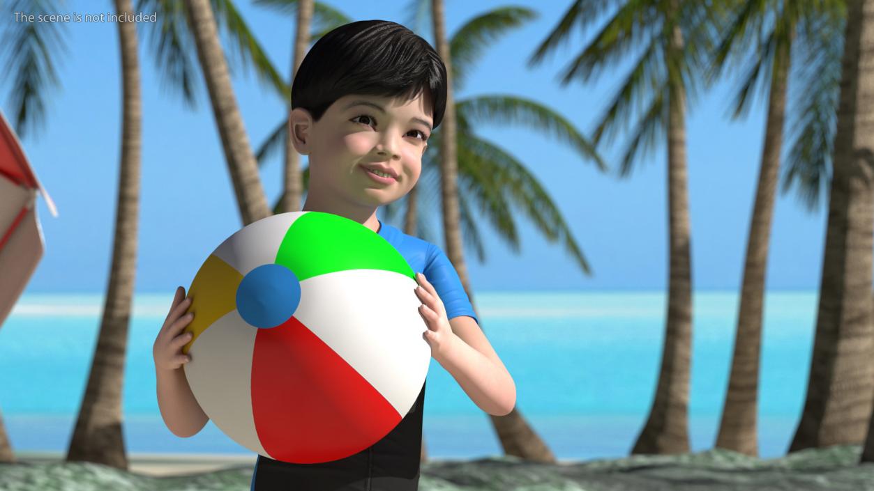 3D Asian Child Boy Swimwear Rigged