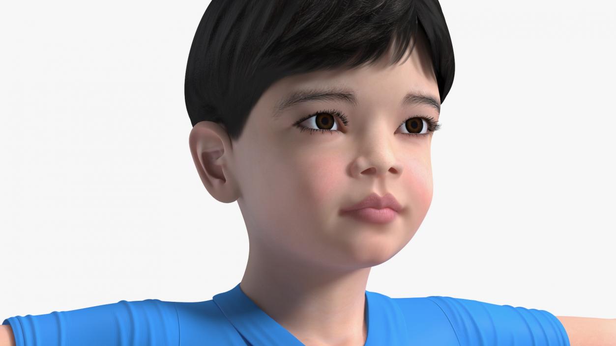 3D Asian Child Boy Swimwear Rigged