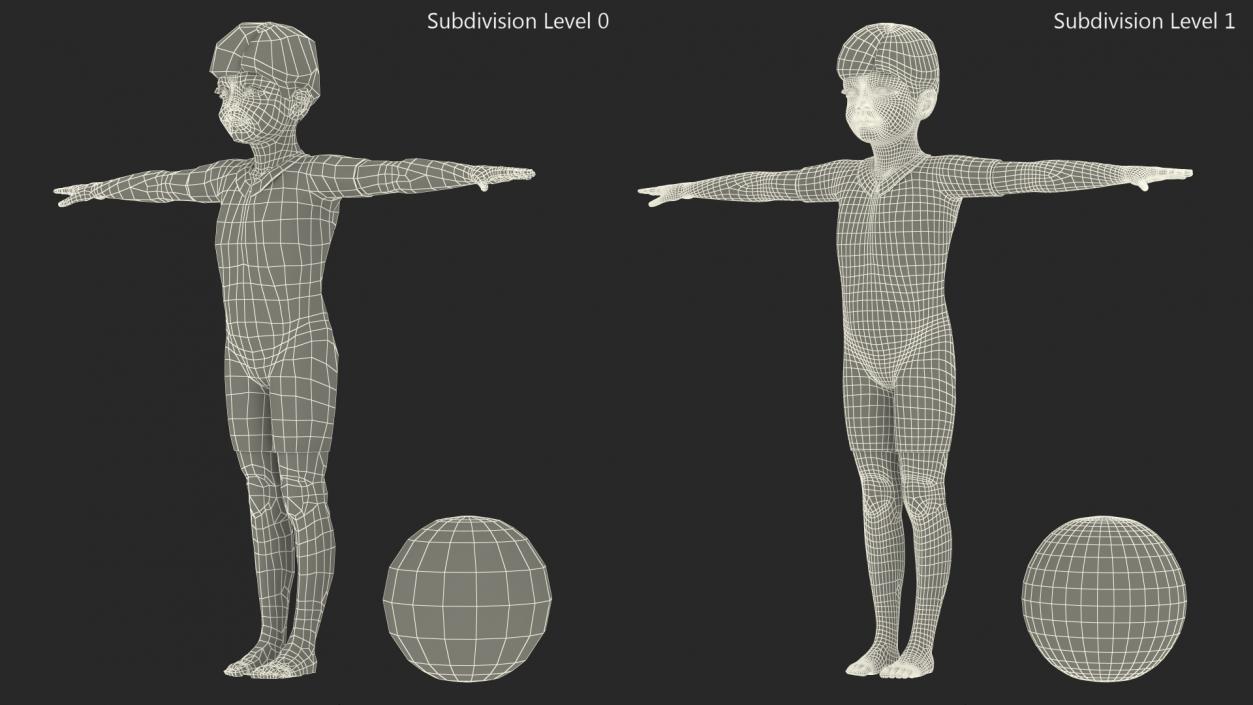 3D Asian Child Boy Swimwear Rigged