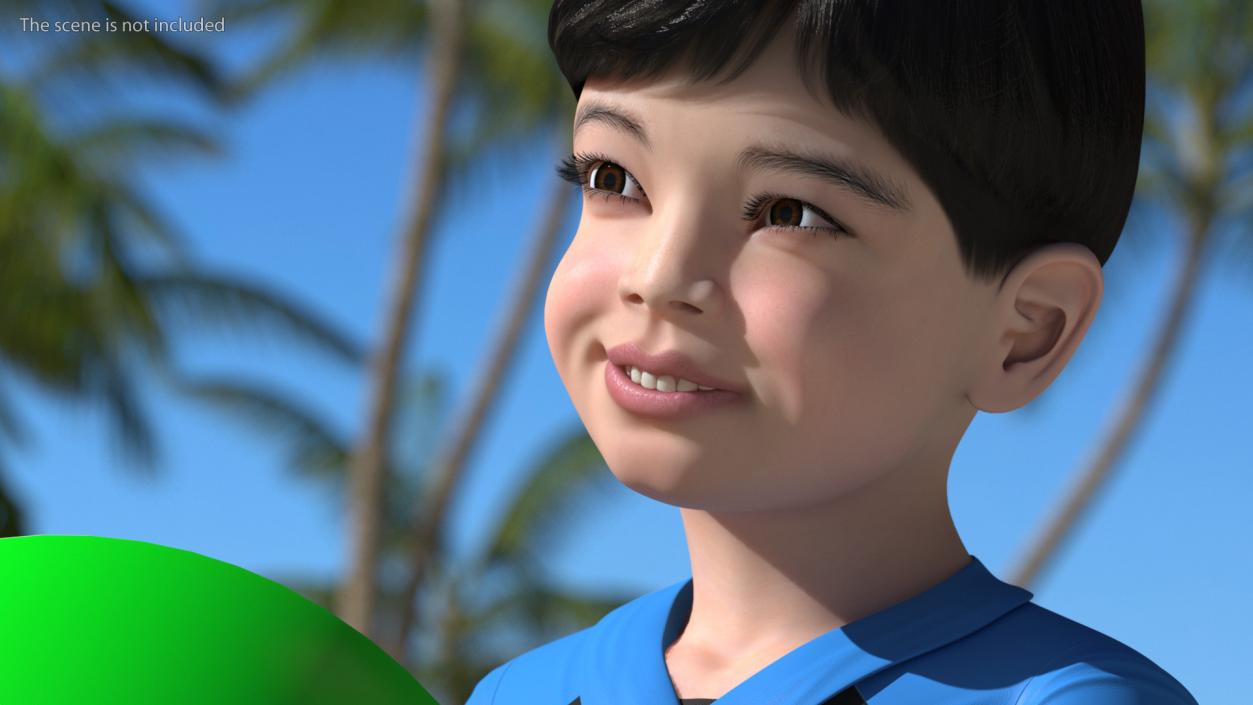 3D Asian Child Boy Swimwear Rigged