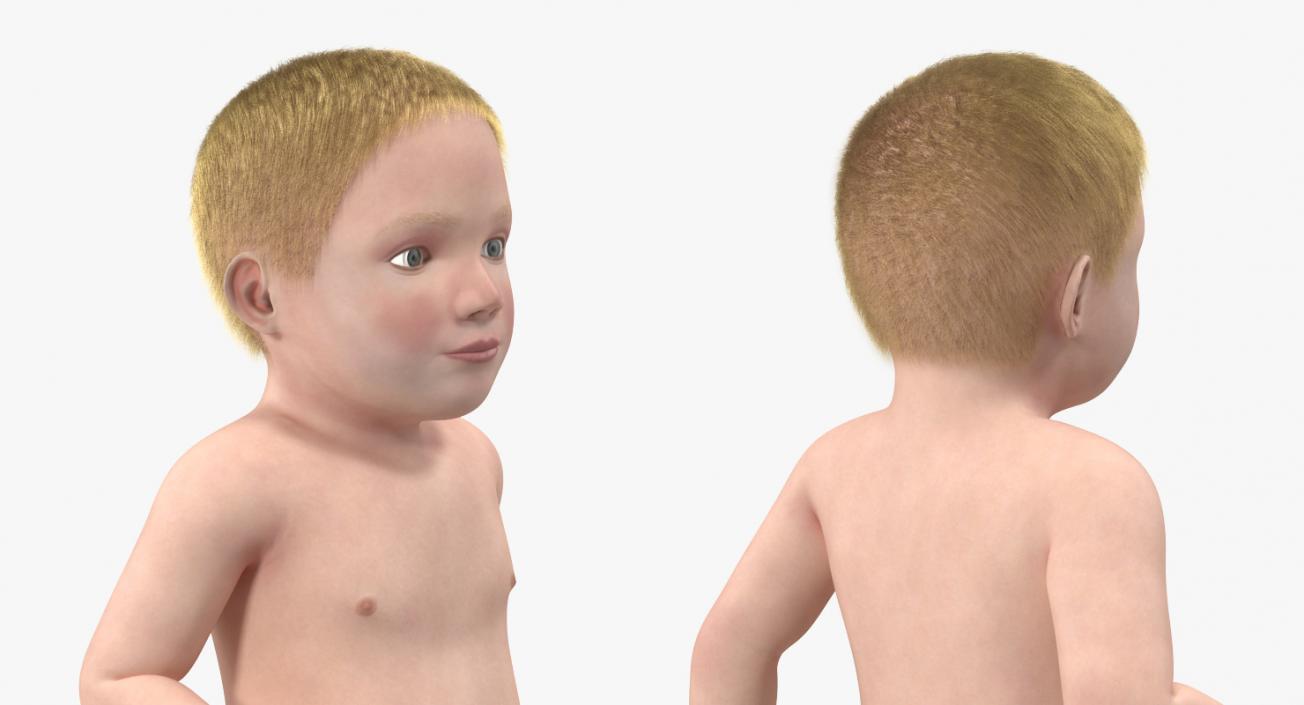 3D model Baby Boy Walking with Fur