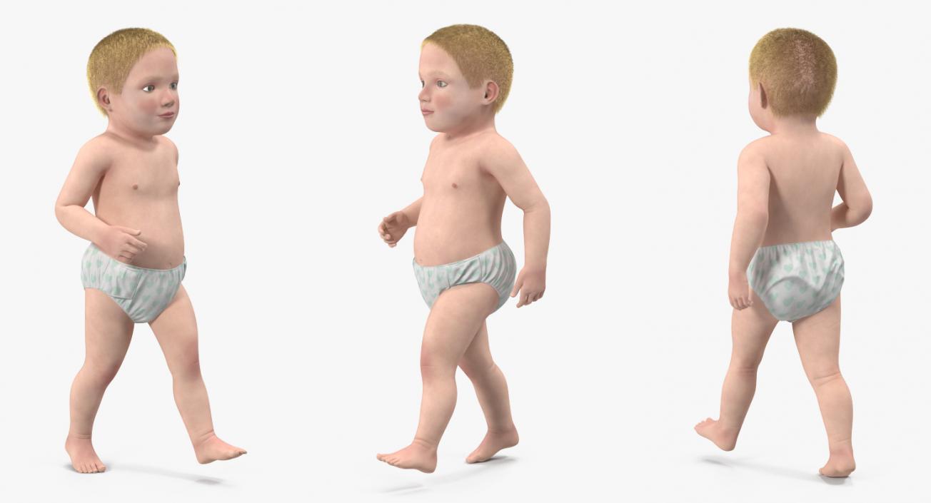 3D model Baby Boy Walking with Fur