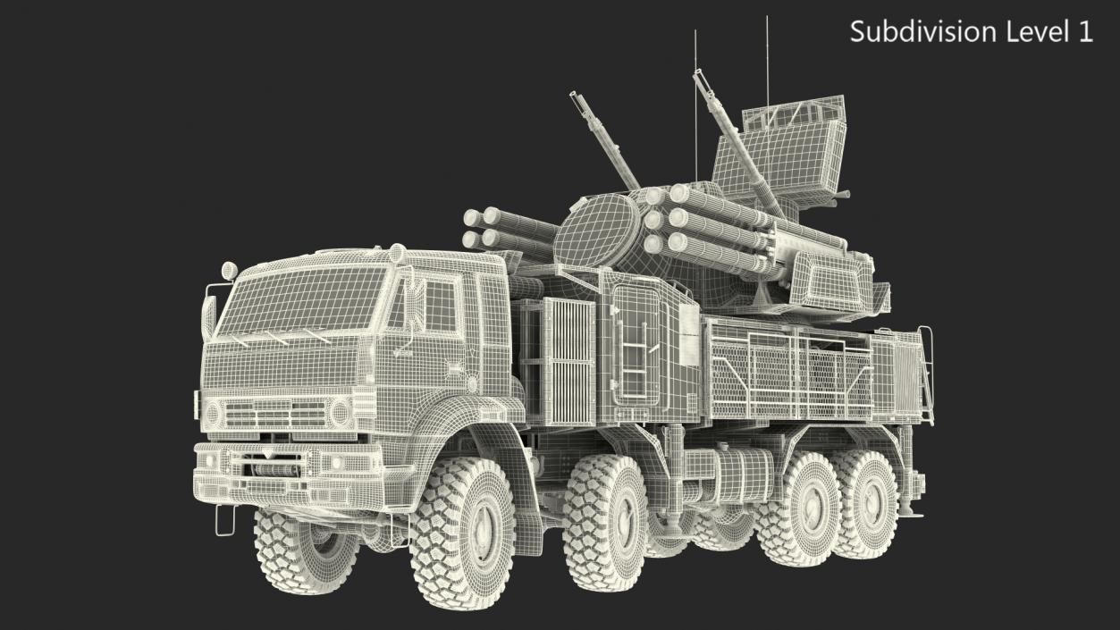 Pantsir S1 SA-22 Greyhound Dirty Rigged 3D model