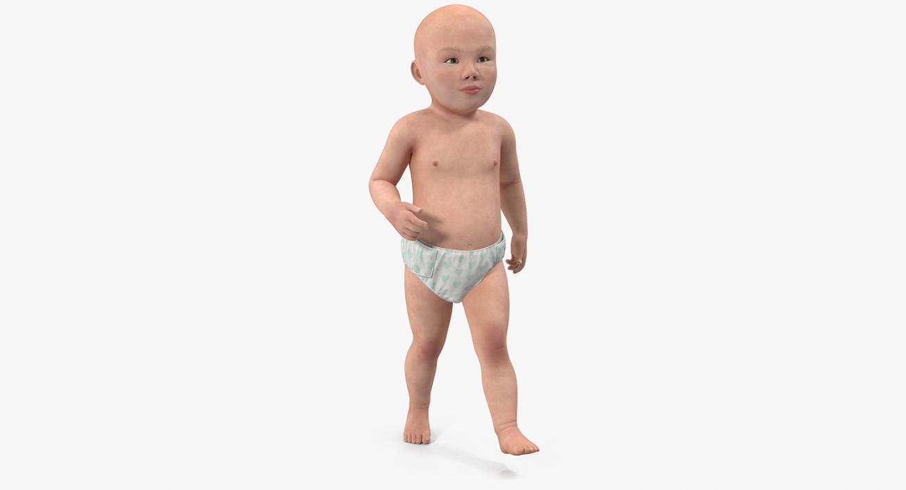 Asian Baby Boy Walking 3D