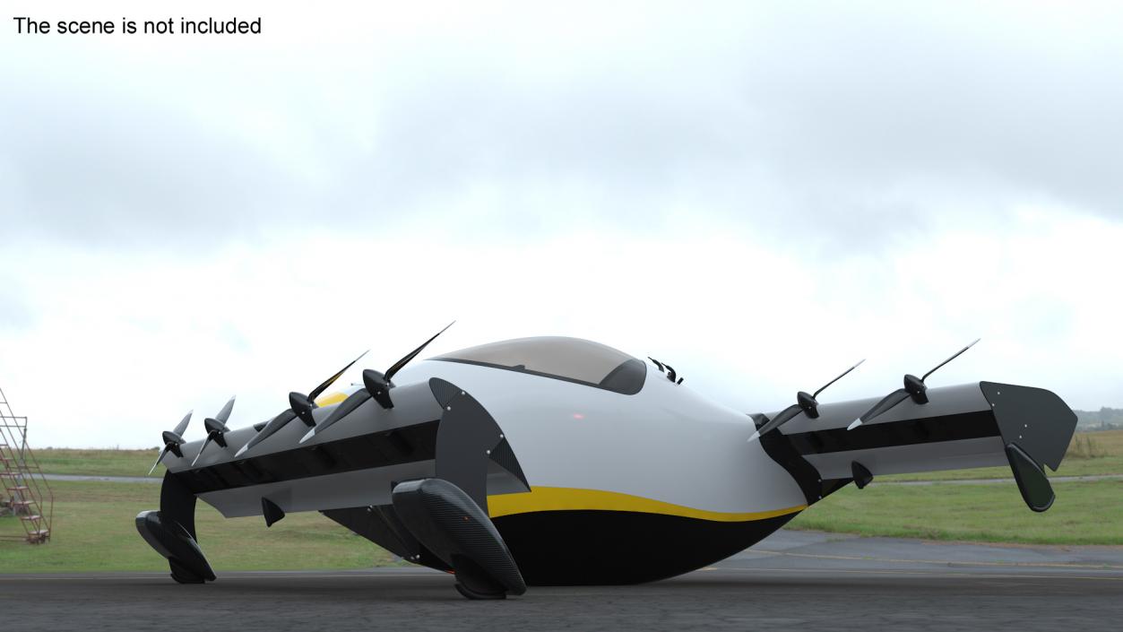 3D Personal EVTOL Aircraft with 8 Propellers 2 model