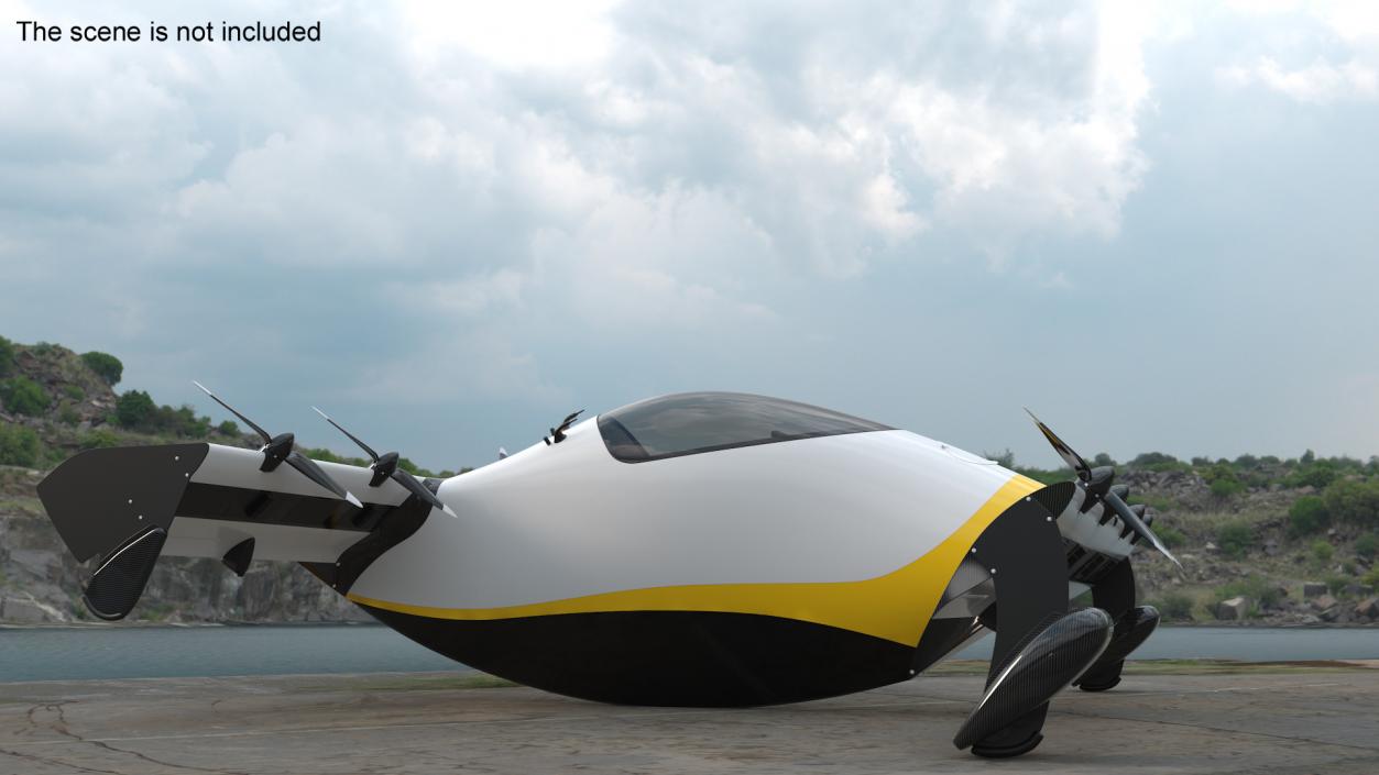 3D Personal EVTOL Aircraft with 8 Propellers 2 model