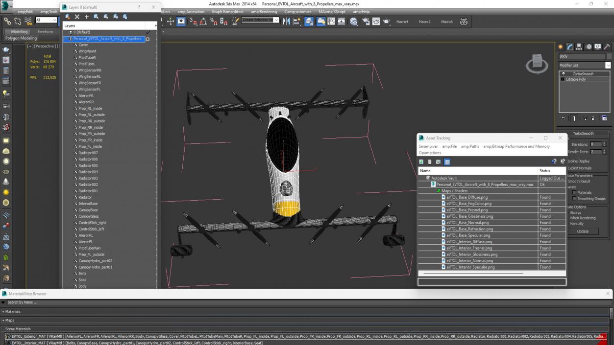 3D Personal EVTOL Aircraft with 8 Propellers 2 model