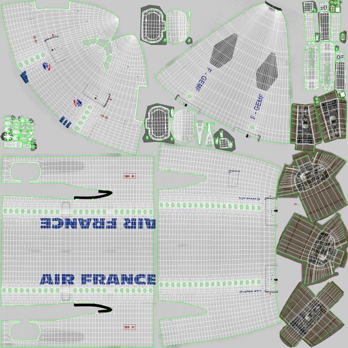 3D Airbus A310-300 Air France Rigged model