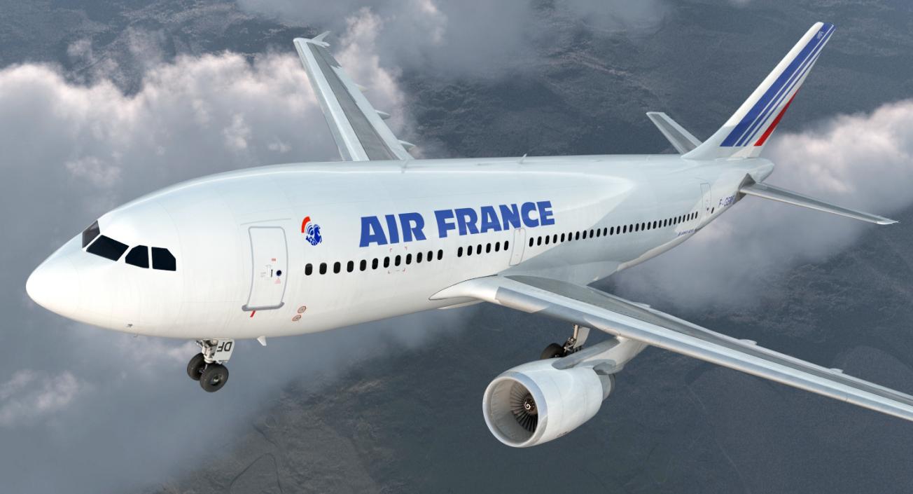 3D Airbus A310-300 Air France Rigged model