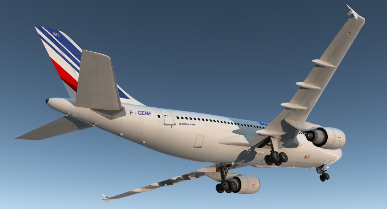 3D Airbus A310-300 Air France Rigged model