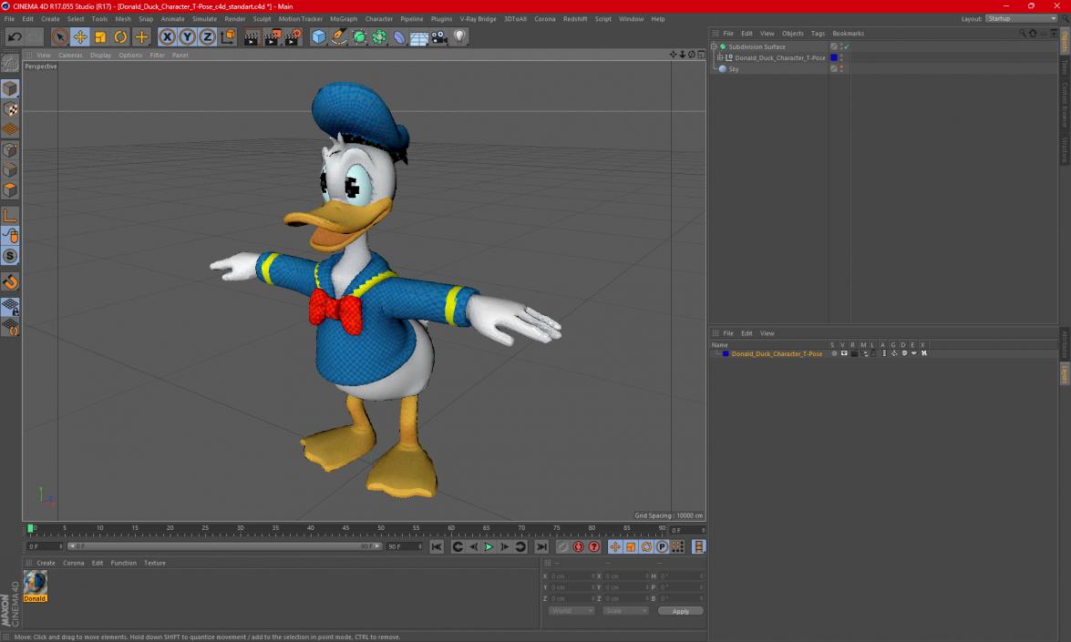 3D Donald Duck Character T-Pose model