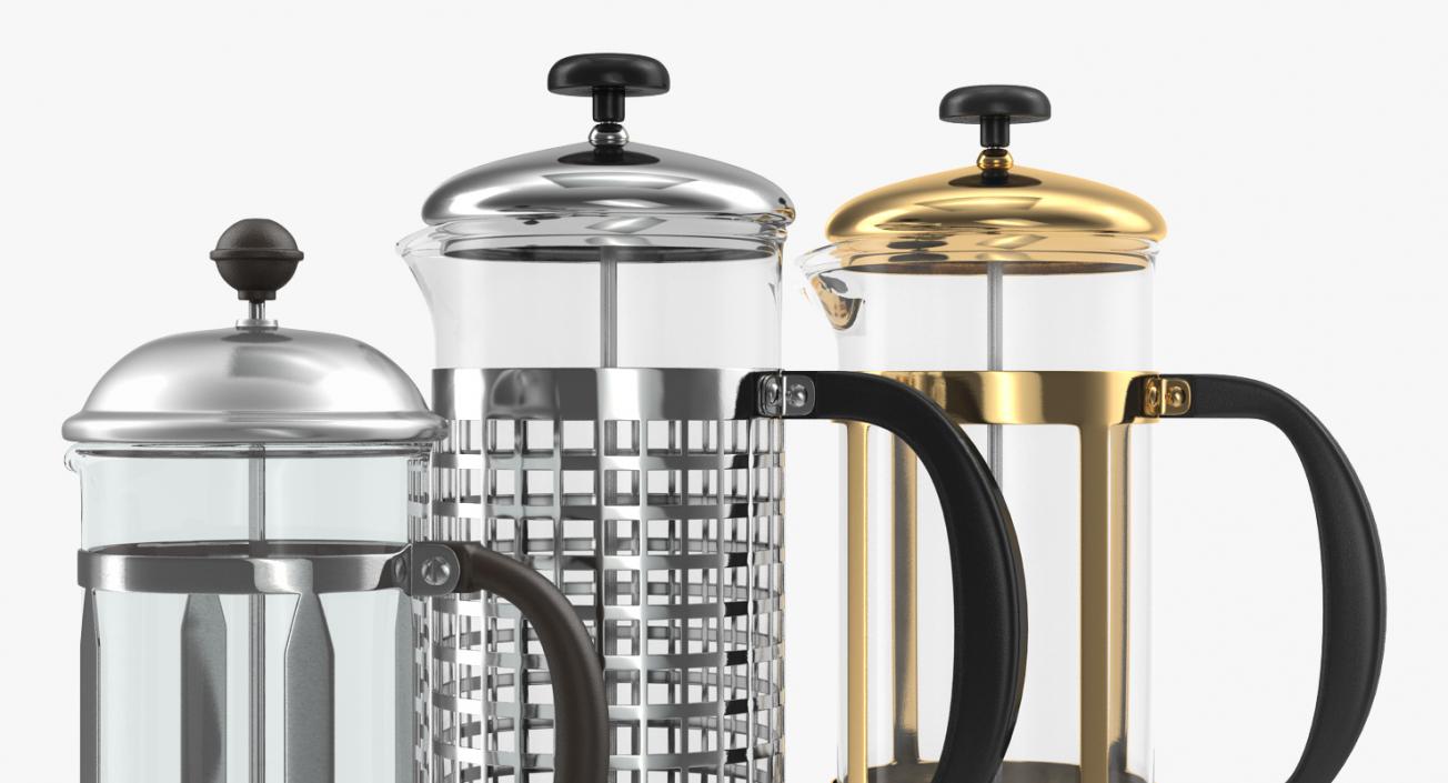 French Press Coffee Pots Collection 2 3D