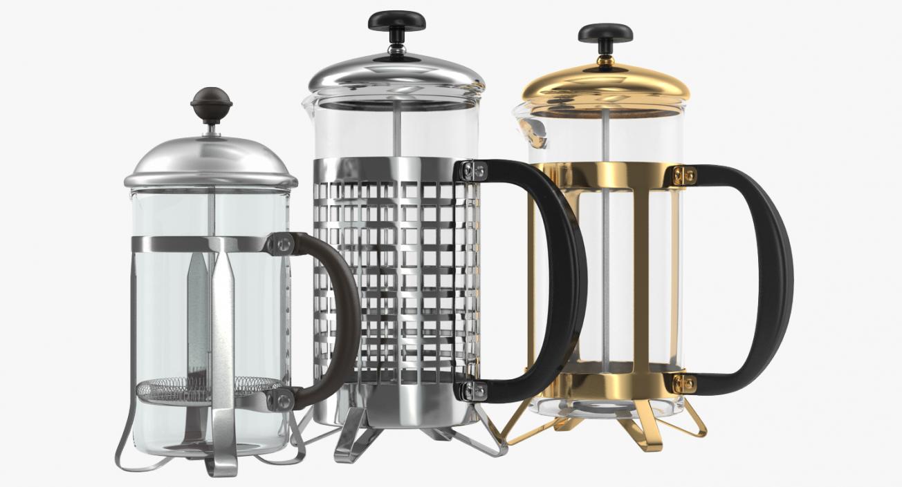 French Press Coffee Pots Collection 2 3D