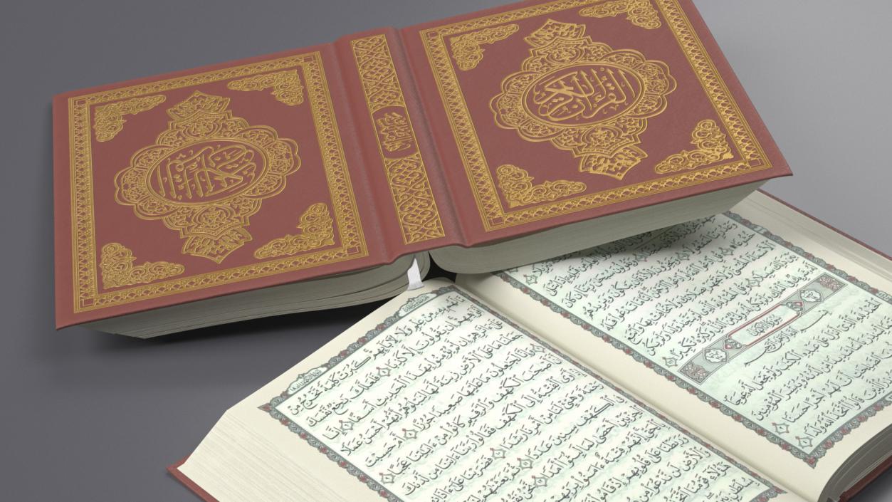 Quran Book Red Open 3D model