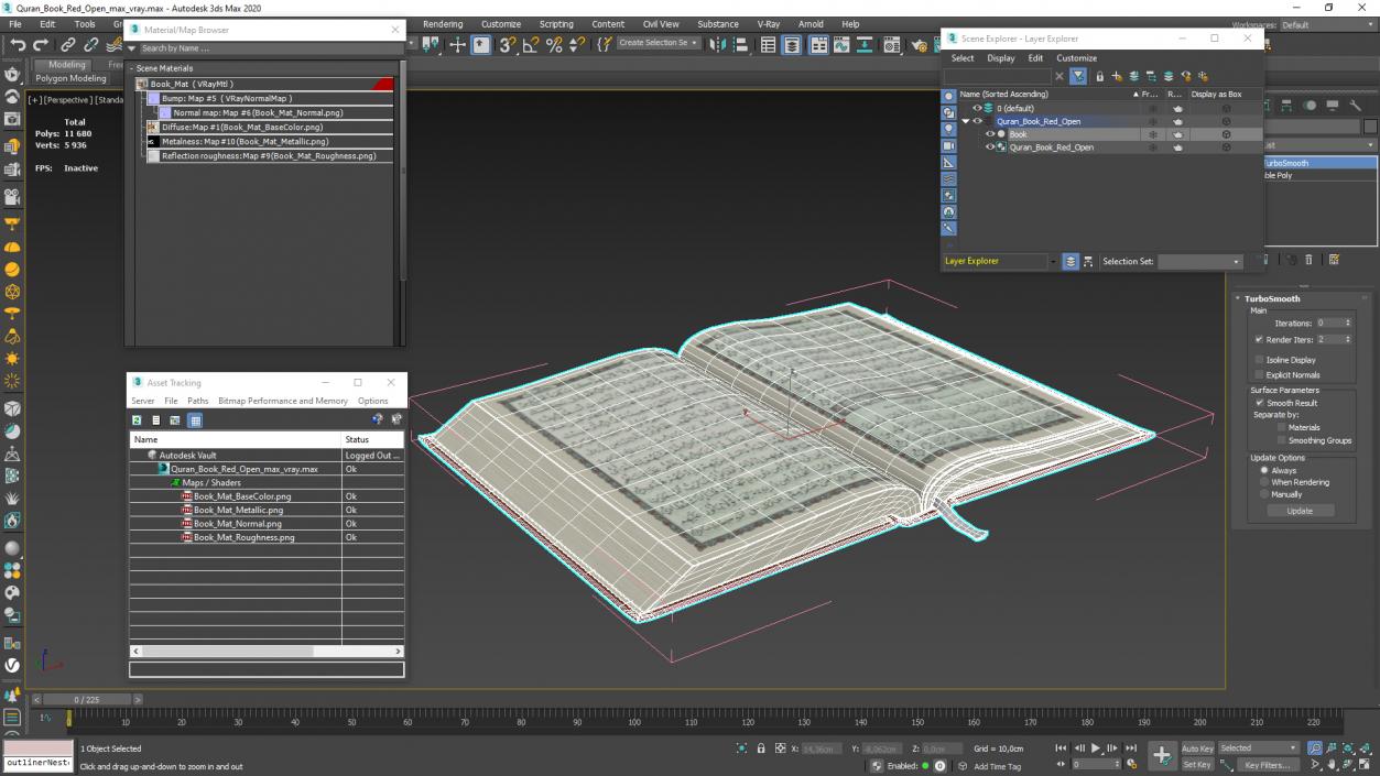 Quran Book Red Open 3D model