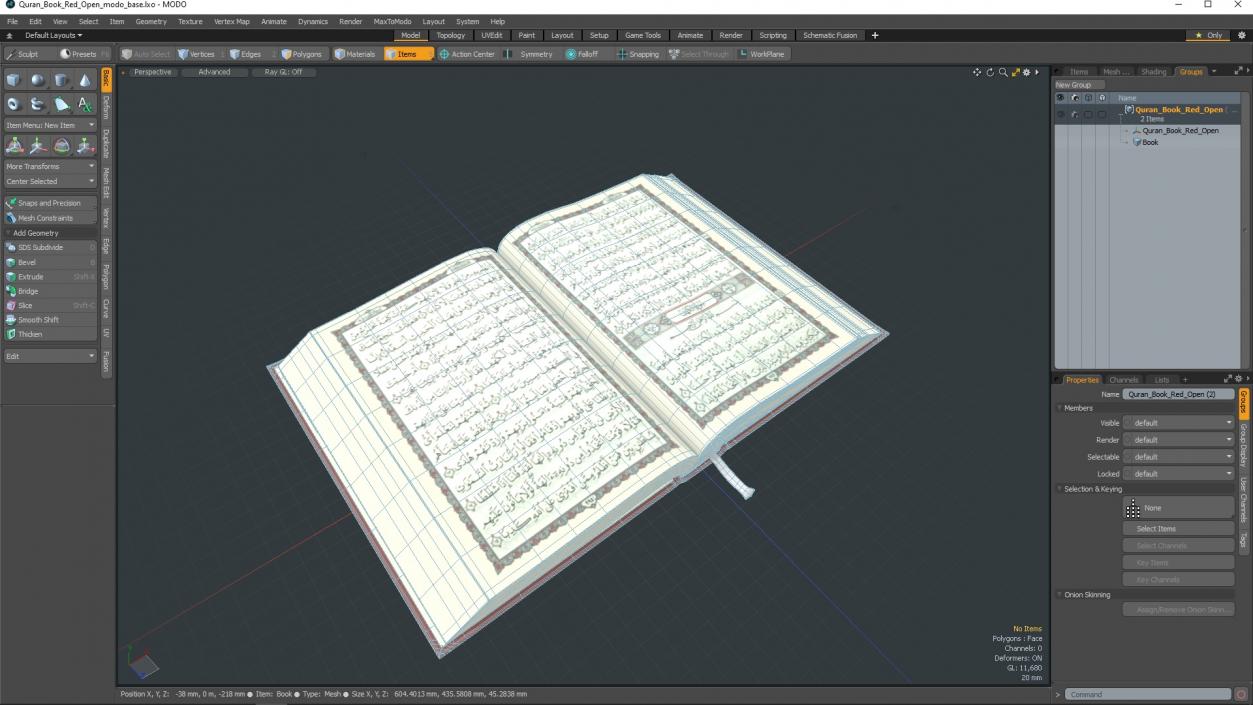 Quran Book Red Open 3D model