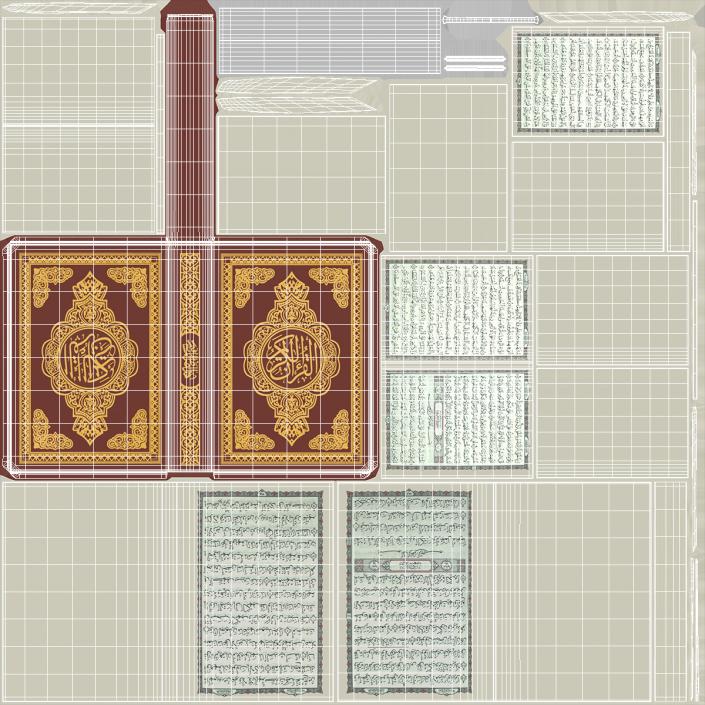 Quran Book Red Open 3D model