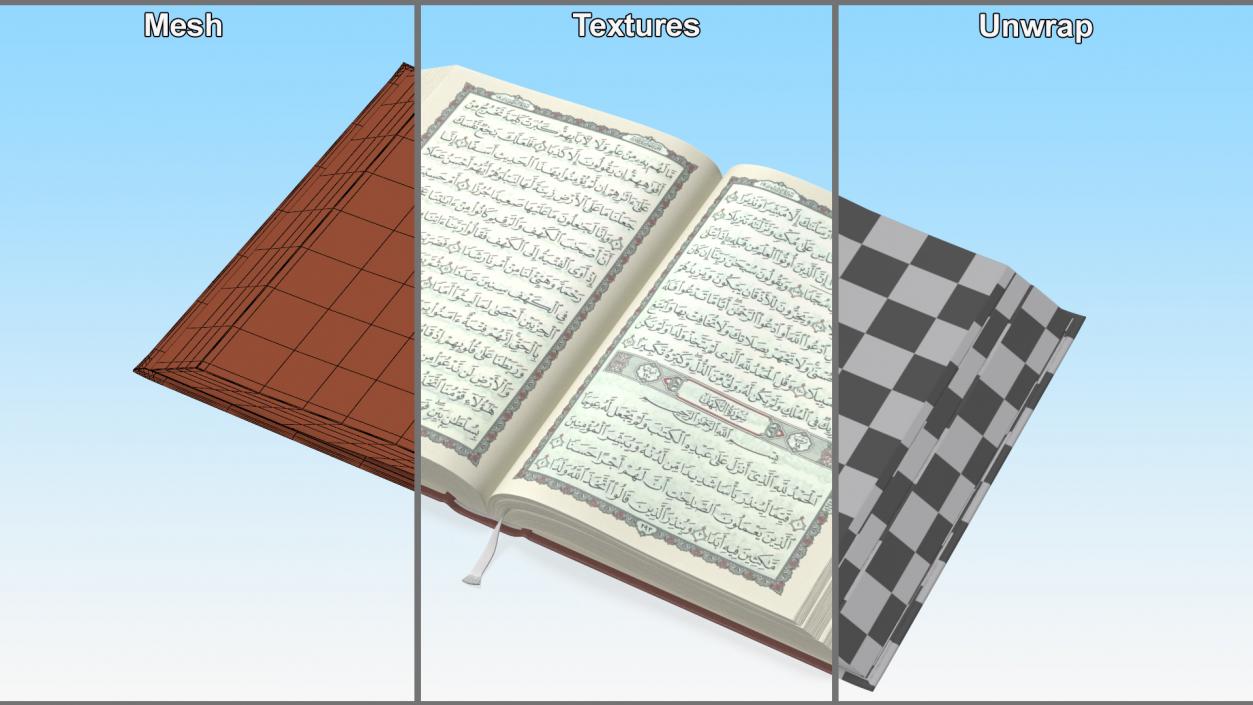 Quran Book Red Open 3D model