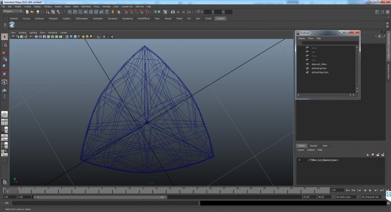 3D model Trillion Cut Diamond