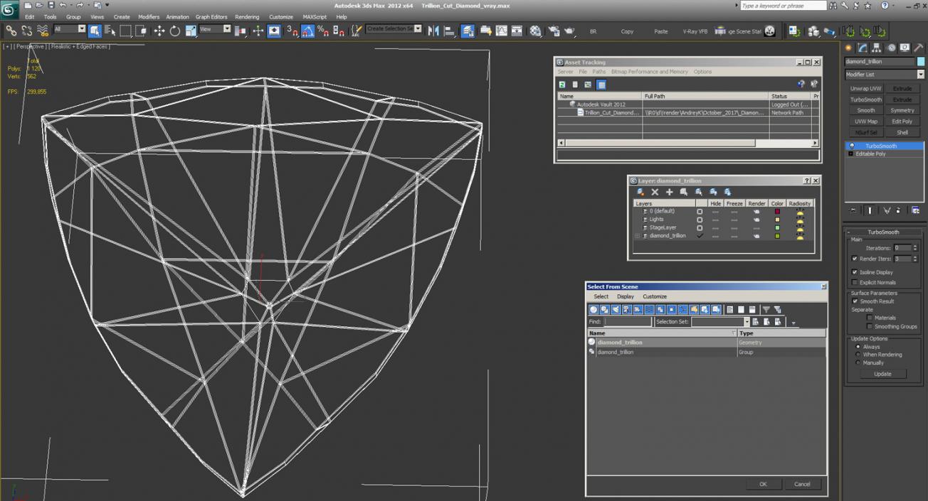 3D model Trillion Cut Diamond