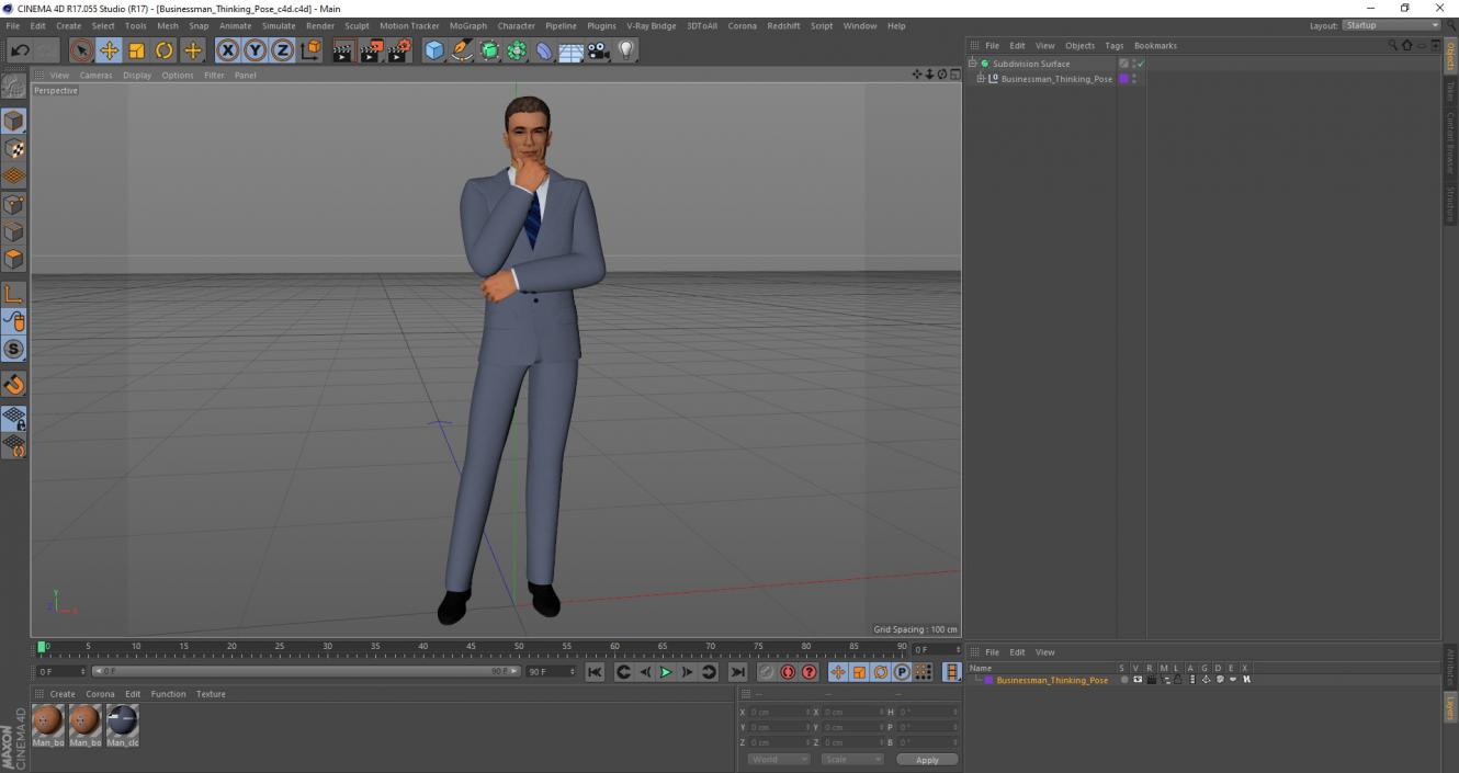 3D model Businessman Thinking Pose