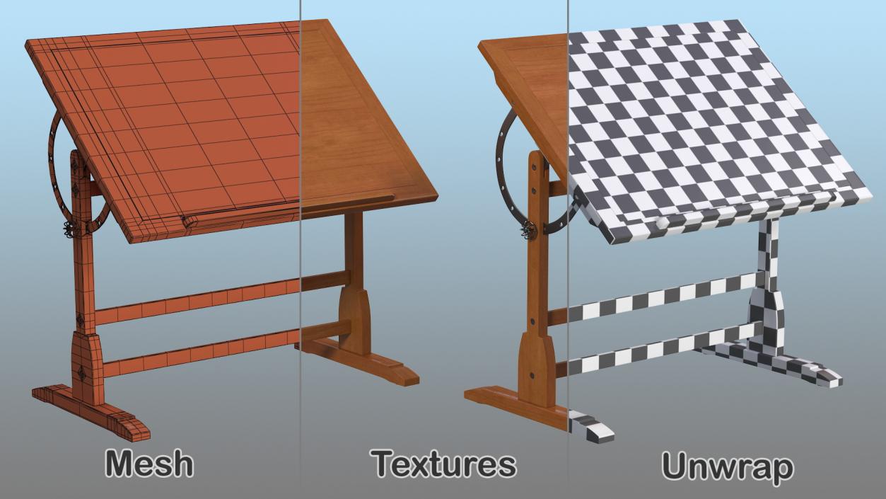 Tiltable Drawing Tables Collection 3D model