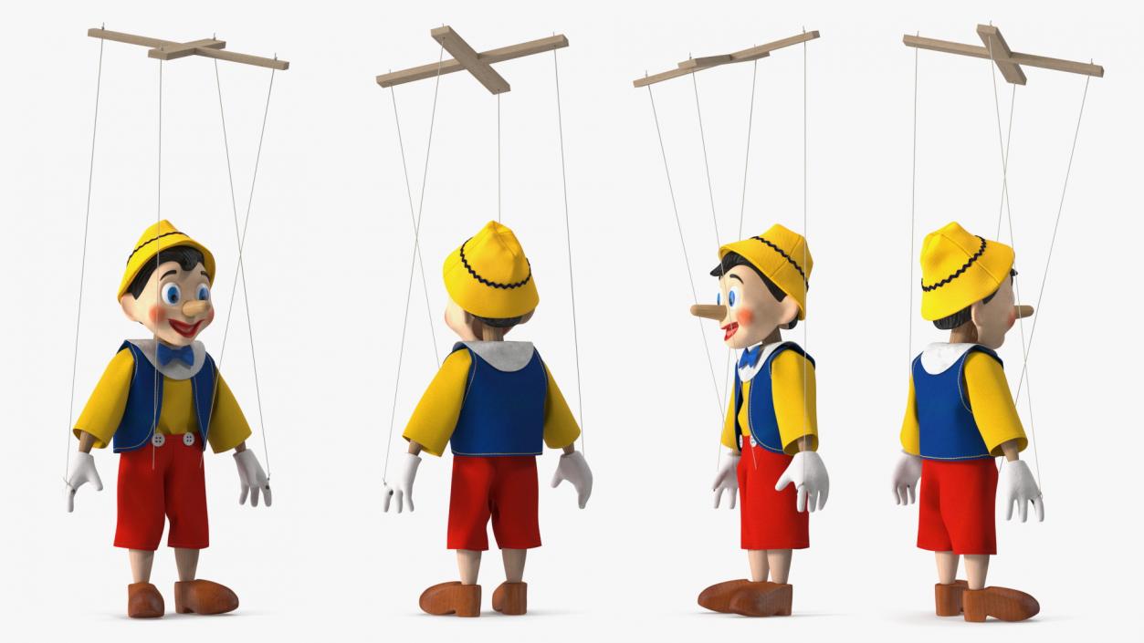 3D Pinnochio Wooden Marionette Figure Rigged