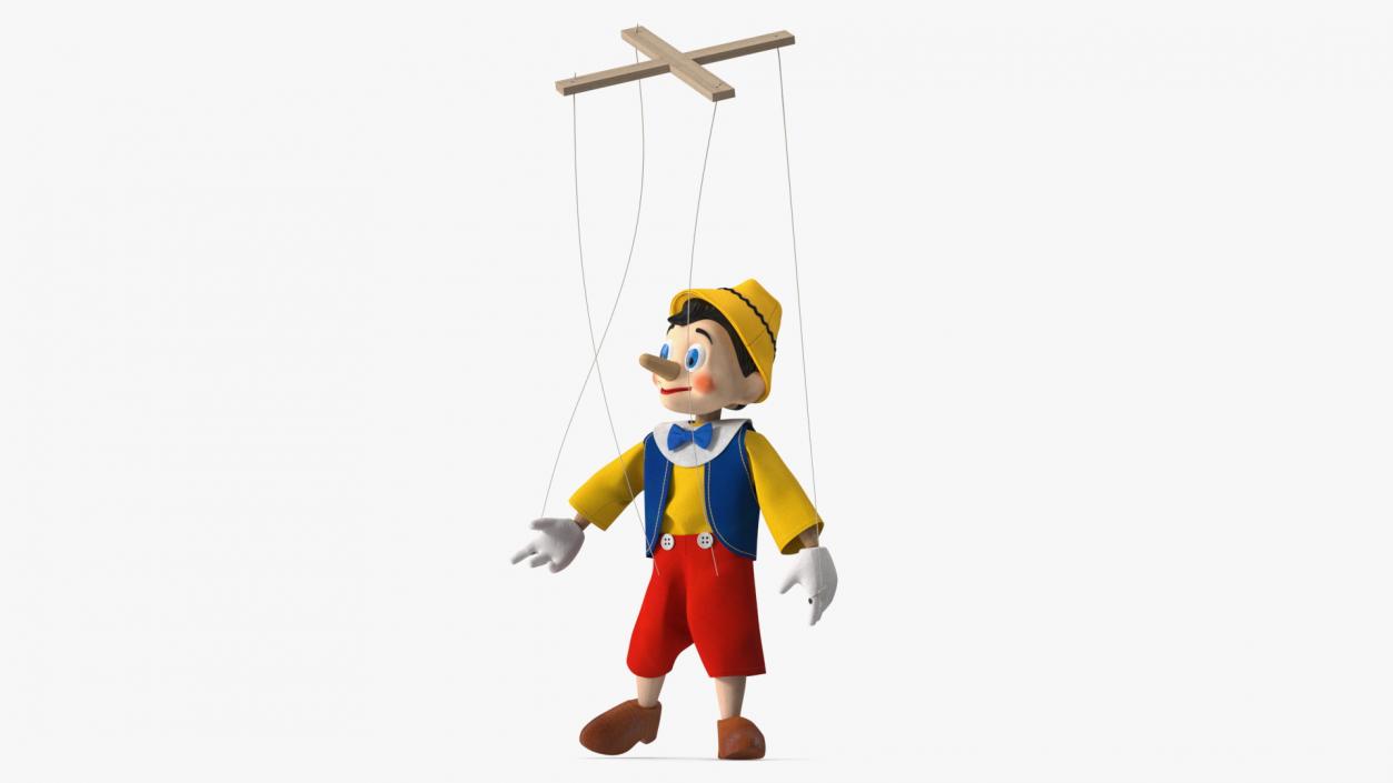 3D Pinnochio Wooden Marionette Figure Rigged