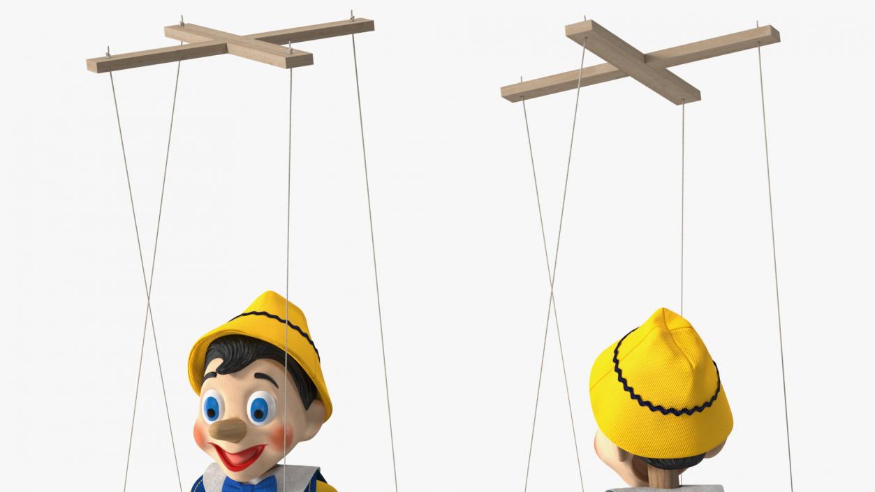 3D Pinnochio Wooden Marionette Figure Rigged