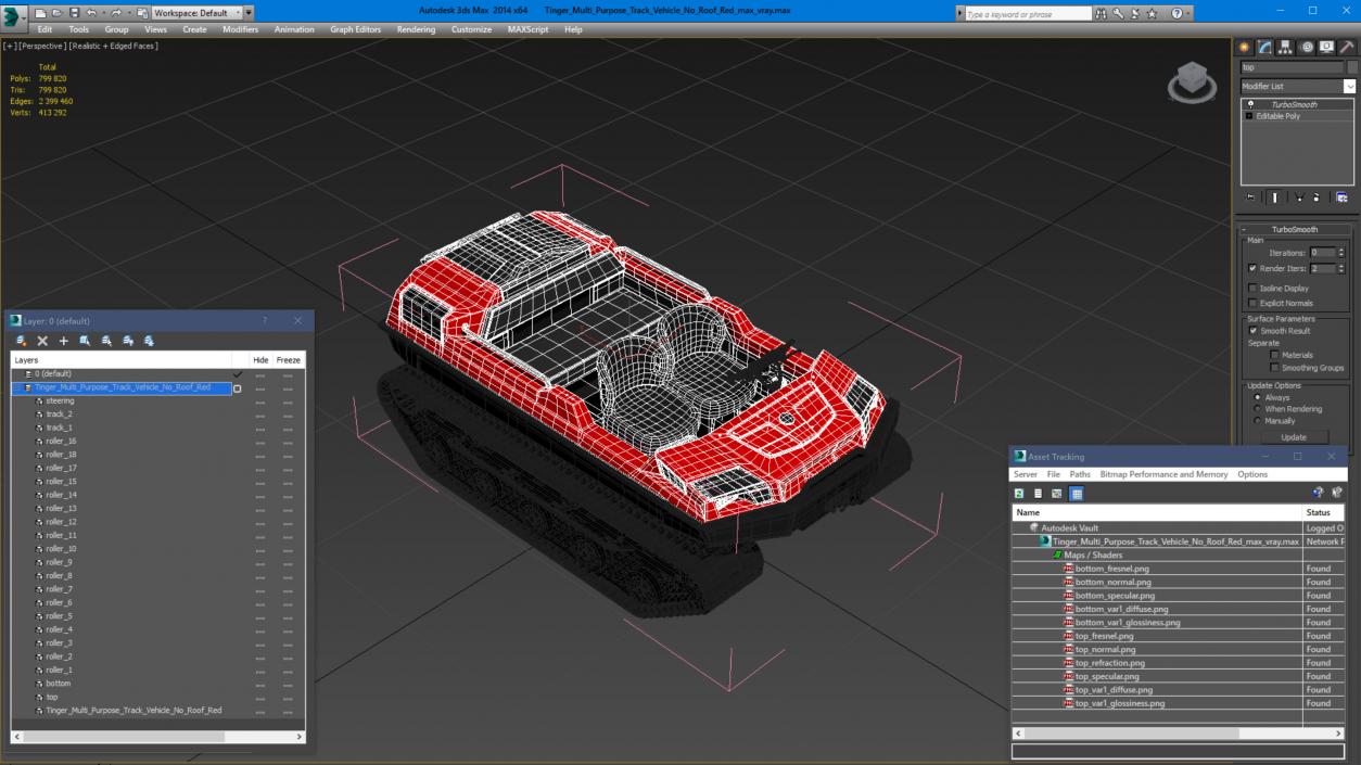 3D Tinger Multi Purpose Track Vehicle No Roof Red