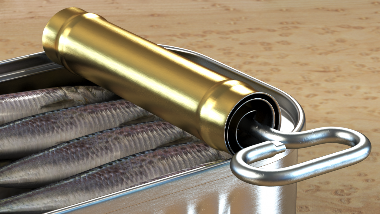 3D Canned Sardine Opened with Twist Key