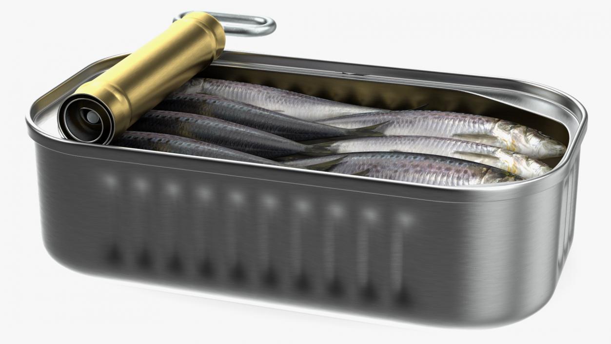 3D Canned Sardine Opened with Twist Key