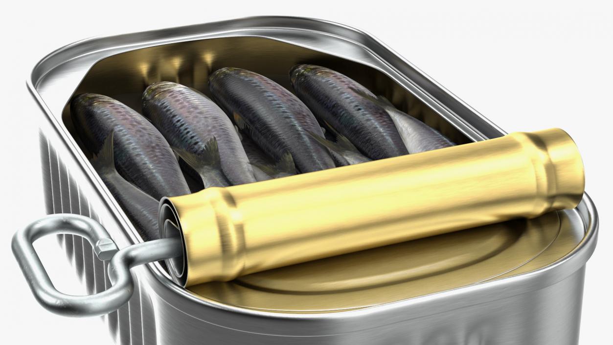 3D Canned Sardine Opened with Twist Key