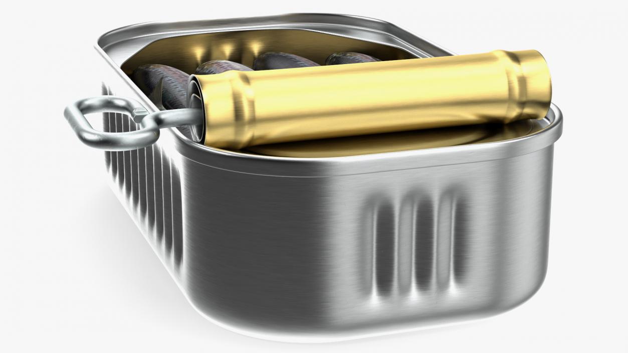 3D Canned Sardine Opened with Twist Key