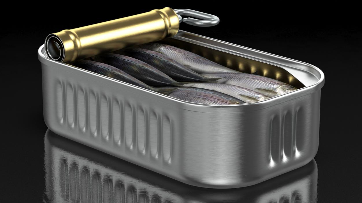 3D Canned Sardine Opened with Twist Key