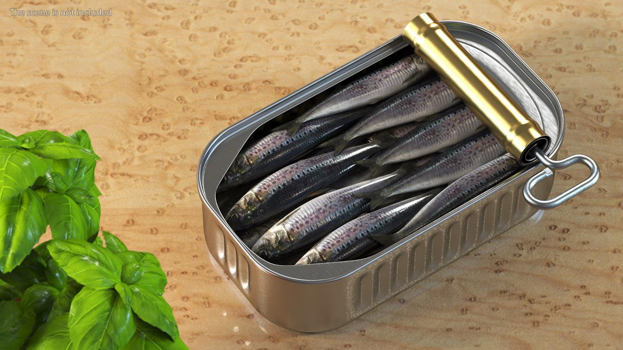 3D Canned Sardine Opened with Twist Key