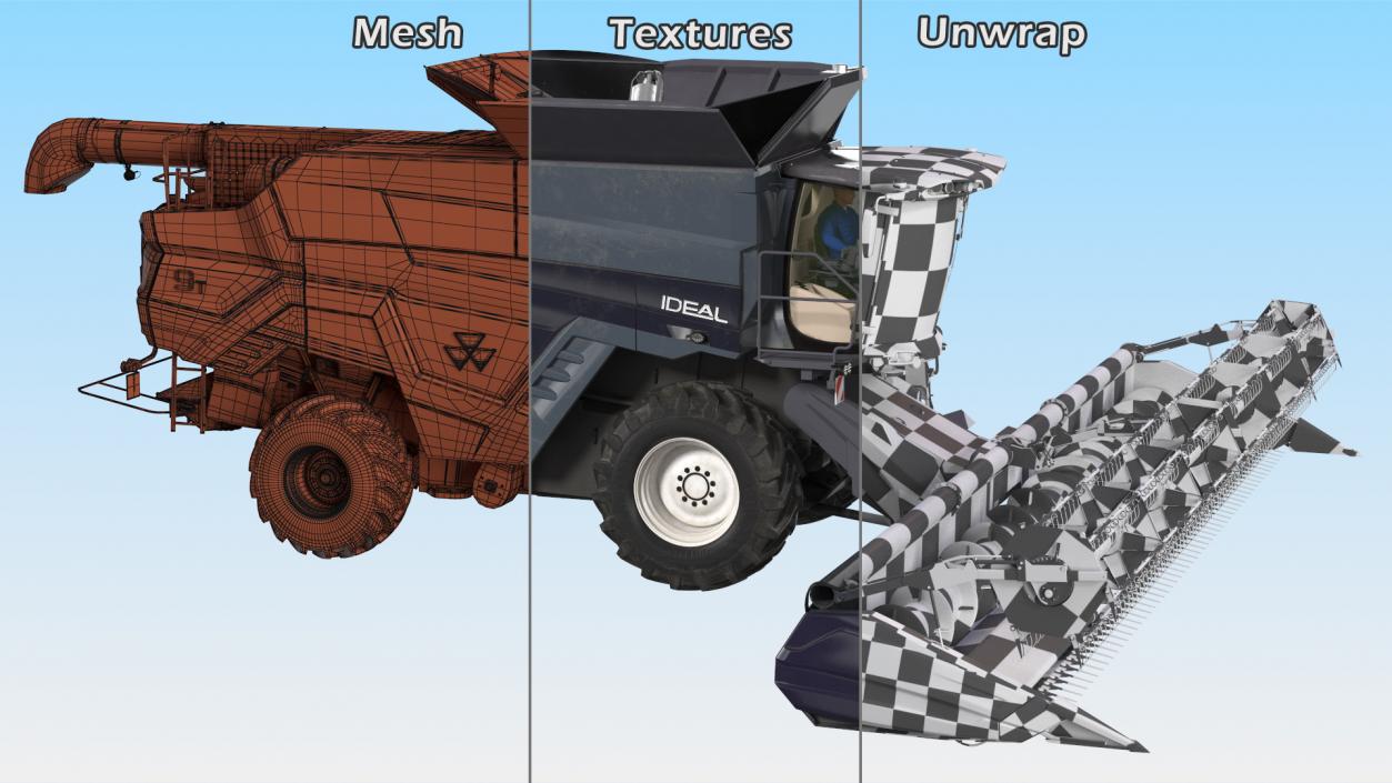 3D Driver Harvester Massey Ferguson Ideal model