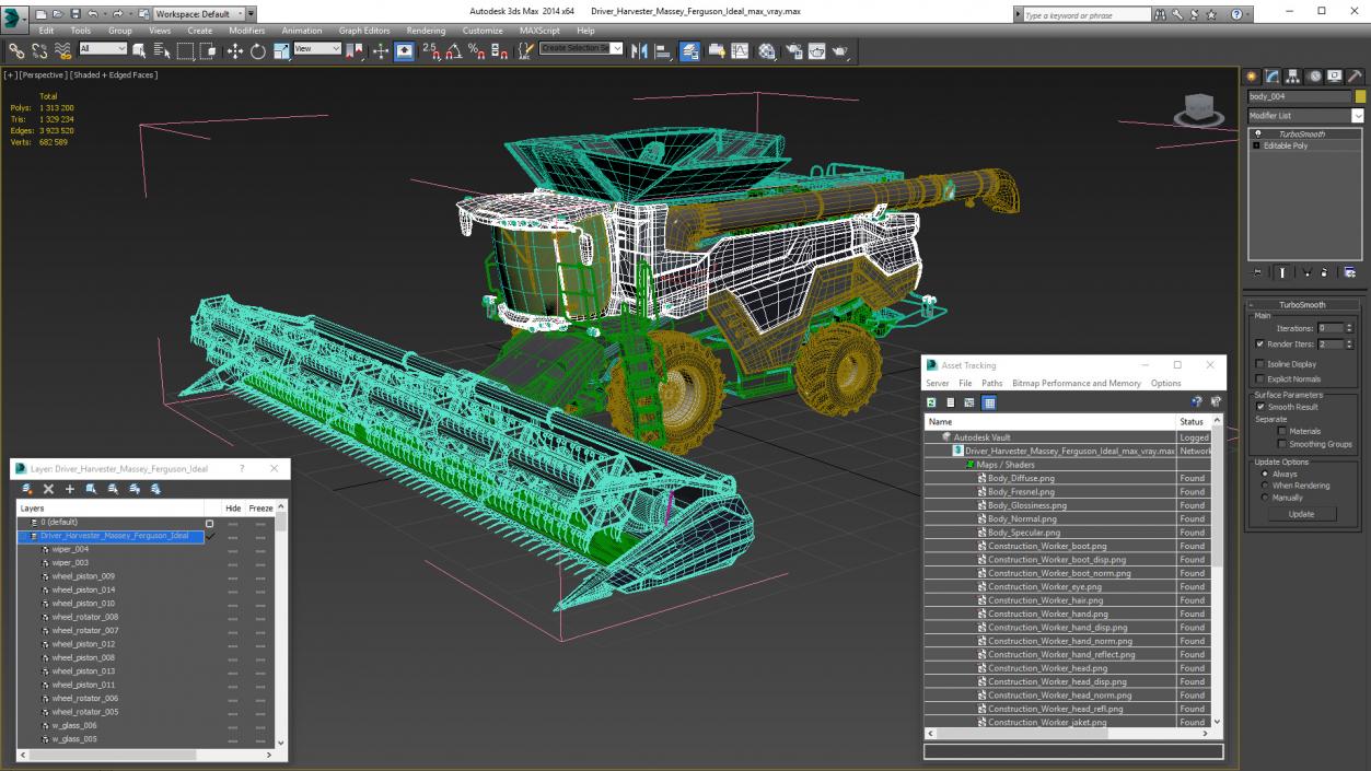 3D Driver Harvester Massey Ferguson Ideal model