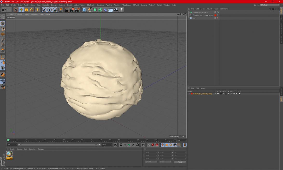 3D model Vanilla Ice Cream Scoop 2