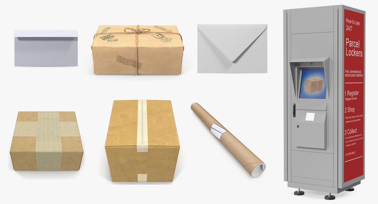 3D Mail Packages with Postomat Collection model