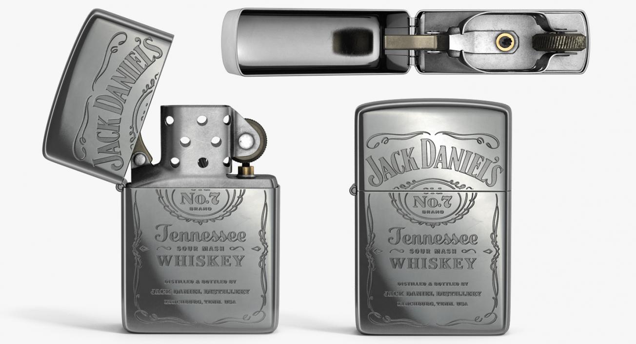 3D Zippo Jack Daniels Lighter Rigged model