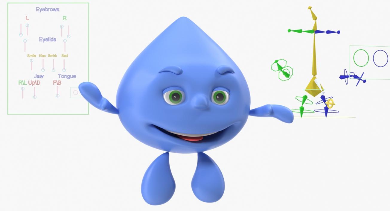 3D model Cartoon Character Water Drop Rigged